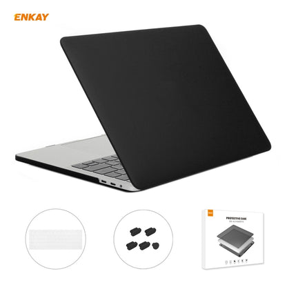 ENKAY 3 in 1 Matte Laptop Protective Case + EU Version TPU Keyboard Film + Anti-dust Plugs Set for MacBook Pro 13.3 inch A1706 / A1989 / A2159 (with Touch Bar)(Black) - MacBook Pro Cases by ENKAY | Online Shopping South Africa | PMC Jewellery | Buy Now Pay Later Mobicred