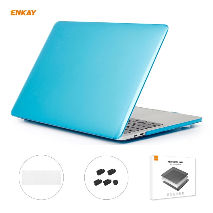 ENKAY 3 in 1 Crystal Laptop Protective Case + EU Version TPU Keyboard Film + Anti-dust Plugs Set for MacBook Pro 13.3 inch A1708 (without Touch Bar)(Light Blue) - MacBook Pro Cases by ENKAY | Online Shopping South Africa | PMC Jewellery | Buy Now Pay Later Mobicred