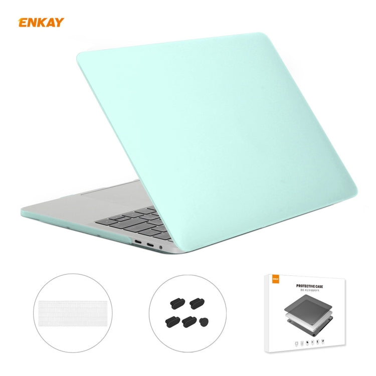 ENKAY 3 in 1 Matte Laptop Protective Case + US Version TPU Keyboard Film + Anti-dust Plugs Set for MacBook Pro 15.4 inch A1707 & A1990 (with Touch Bar)(Green) - MacBook Pro Cases by ENKAY | Online Shopping South Africa | PMC Jewellery | Buy Now Pay Later Mobicred