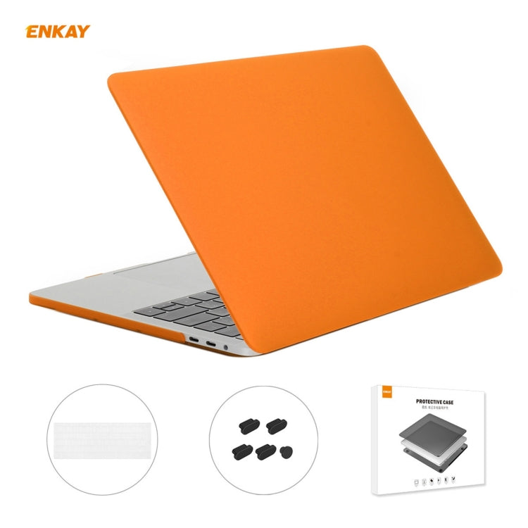 ENKAY 3 in 1 Matte Laptop Protective Case + EU Version TPU Keyboard Film + Anti-dust Plugs Set for MacBook Pro 15.4 inch A1707 & A1990 (with Touch Bar)(Orange) - MacBook Pro Cases by ENKAY | Online Shopping South Africa | PMC Jewellery | Buy Now Pay Later Mobicred