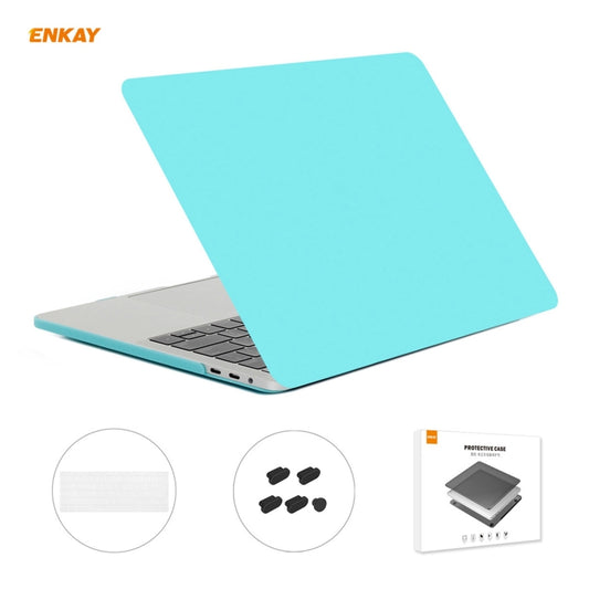 ENKAY 3 in 1 Matte Laptop Protective Case + EU Version TPU Keyboard Film + Anti-dust Plugs Set for MacBook Pro 15.4 inch A1707 & A1990 (with Touch Bar)(Cyan) - MacBook Pro Cases by ENKAY | Online Shopping South Africa | PMC Jewellery | Buy Now Pay Later Mobicred