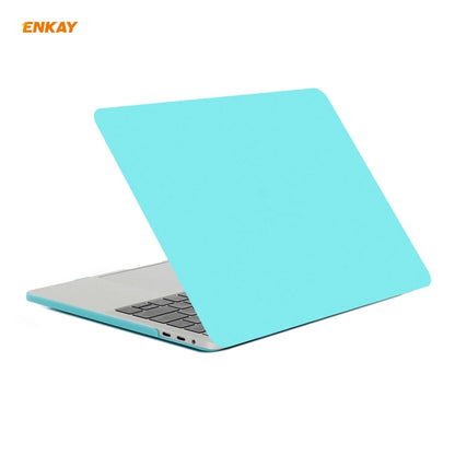 ENKAY 3 in 1 Matte Laptop Protective Case + EU Version TPU Keyboard Film + Anti-dust Plugs Set for MacBook Pro 15.4 inch A1707 & A1990 (with Touch Bar)(Cyan) - MacBook Pro Cases by ENKAY | Online Shopping South Africa | PMC Jewellery | Buy Now Pay Later Mobicred