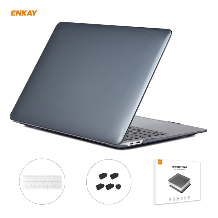 ENKAY 3 in 1 Crystal Laptop Protective Case + US Version TPU Keyboard Film + Anti-dust Plugs Set for MacBook Air 13.3 inch A1932 (2018)(Black) - MacBook Air Cases by WIWU | Online Shopping South Africa | PMC Jewellery | Buy Now Pay Later Mobicred