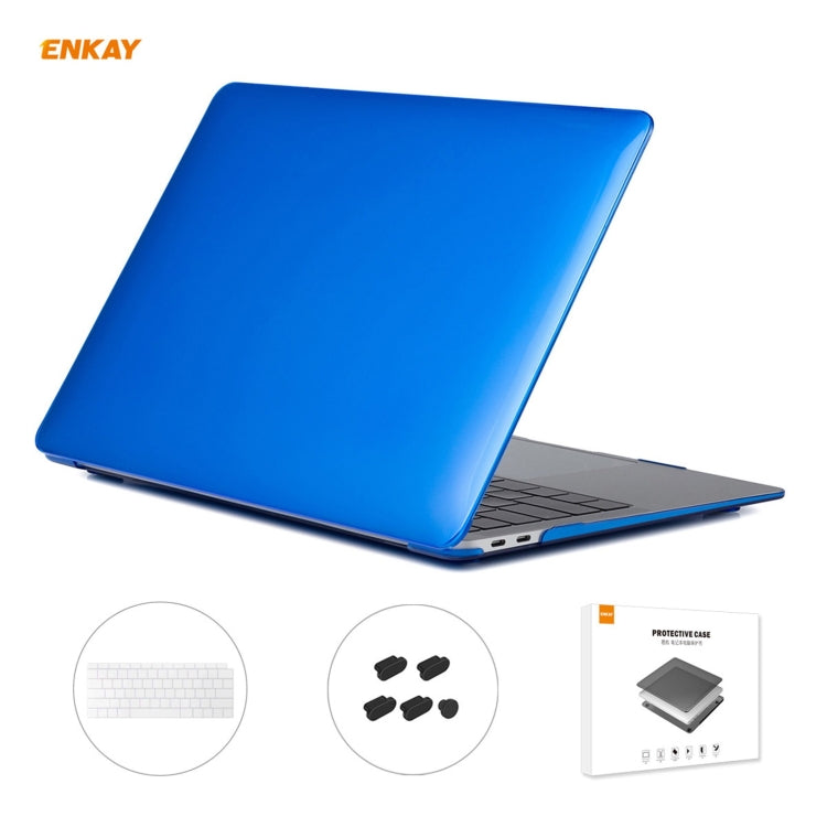 ENKAY 3 in 1 Crystal Laptop Protective Case + US Version TPU Keyboard Film + Anti-dust Plugs Set for MacBook Air 13.3 inch A1932 (2018)(Dark Blue) - MacBook Air Cases by WIWU | Online Shopping South Africa | PMC Jewellery | Buy Now Pay Later Mobicred