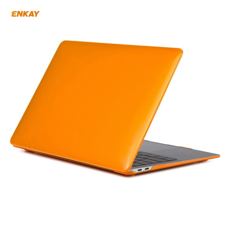 ENKAY 3 in 1 Crystal Laptop Protective Case + US Version TPU Keyboard Film + Anti-dust Plugs Set for MacBook Air 13.3 inch A1932 (2018)(Orange) - MacBook Air Cases by WIWU | Online Shopping South Africa | PMC Jewellery | Buy Now Pay Later Mobicred