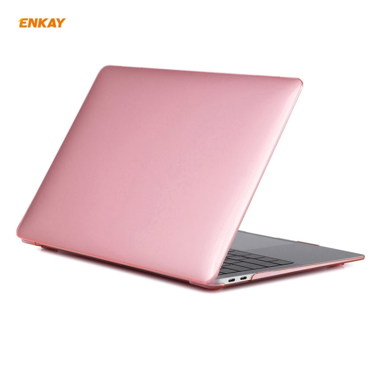 For MacBook Air 13.3 inch A1932 2018 ENKAY 3 in 1 Crystal Laptop Protective Case and EU Version TPU Keyboard Film and Anti-dust Plugs Set(Pink) - MacBook Air Cases by ENKAY | Online Shopping South Africa | PMC Jewellery | Buy Now Pay Later Mobicred