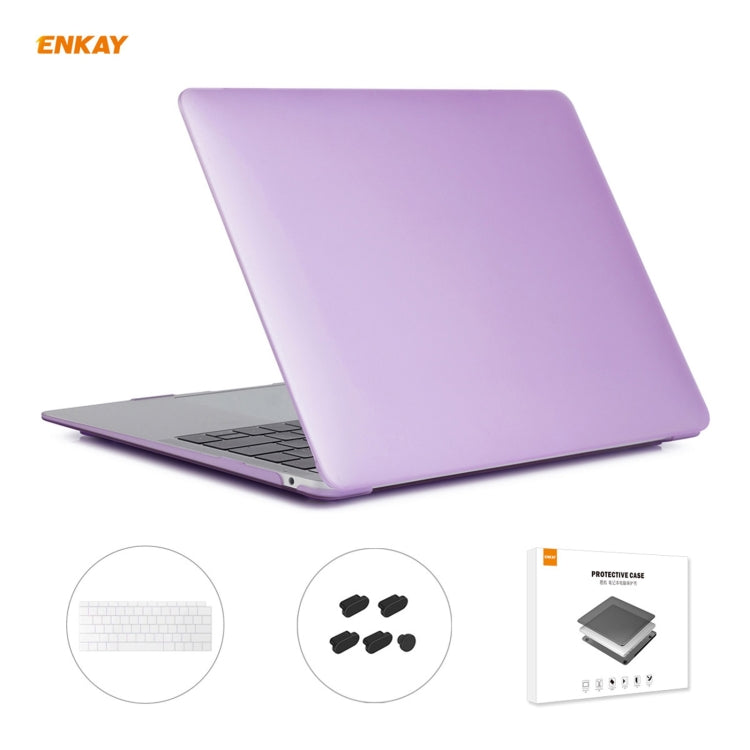 ENKAY 3 in 1 Matte Laptop Protective Case + US Version TPU Keyboard Film + Anti-dust Plugs Set for MacBook Air 13.3 inch A1932 (2018)(Purple) - MacBook Air Cases by ENKAY | Online Shopping South Africa | PMC Jewellery | Buy Now Pay Later Mobicred