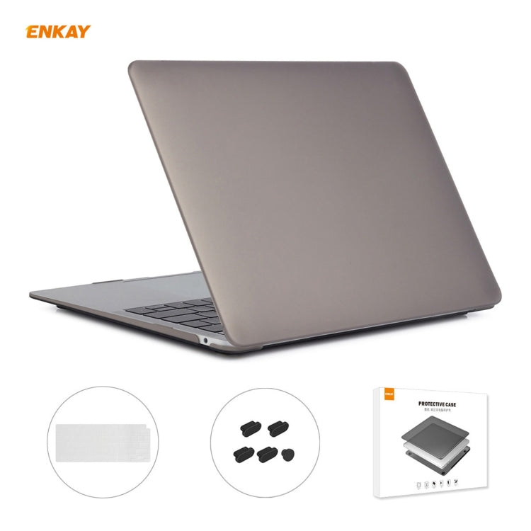 ENKAY 3 in 1 Matte Laptop Protective Case + US Version TPU Keyboard Film + Anti-dust Plugs Set for MacBook Air 13.3 inch A2179 & A2337 (2020)(Grey) - MacBook Air Cases by ENKAY | Online Shopping South Africa | PMC Jewellery | Buy Now Pay Later Mobicred