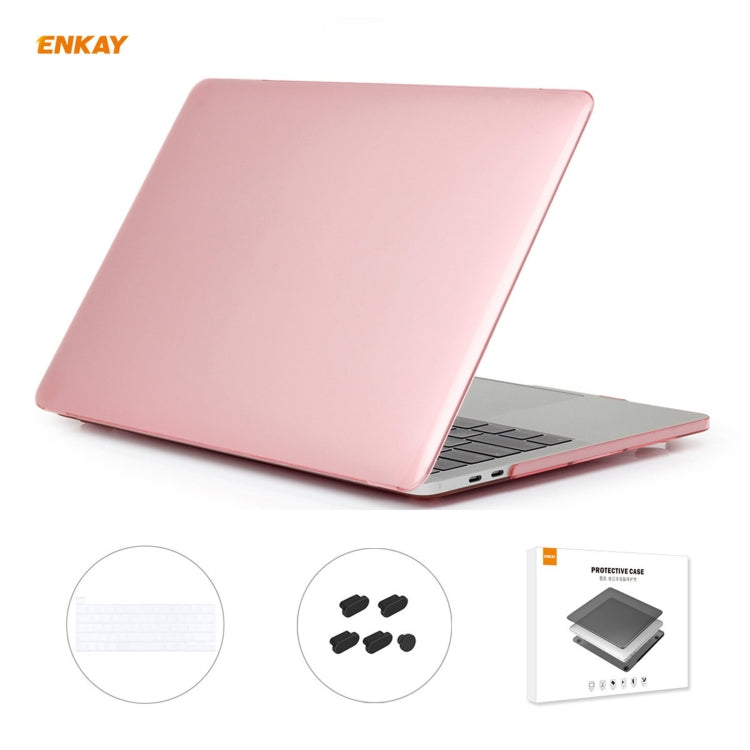 ENKAY 3 in 1 Crystal Laptop Protective Case + EU Version TPU Keyboard Film + Anti-dust Plugs Set for MacBook Pro 16 inch A2141 (with Touch Bar)(Pink) - MacBook Pro Cases by ENKAY | Online Shopping South Africa | PMC Jewellery | Buy Now Pay Later Mobicred