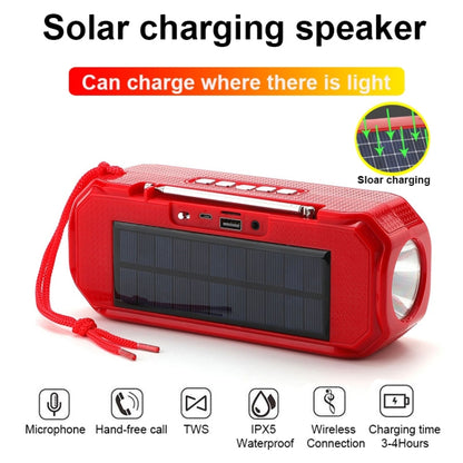 T&G TG280 Solar Power Charging Bluetooth Speakers with Flashlight, Support TF Card / FM / 3.5mm AUX / U Disk / Hands-free Call(Blue) - Desktop Speaker by T&G | Online Shopping South Africa | PMC Jewellery | Buy Now Pay Later Mobicred