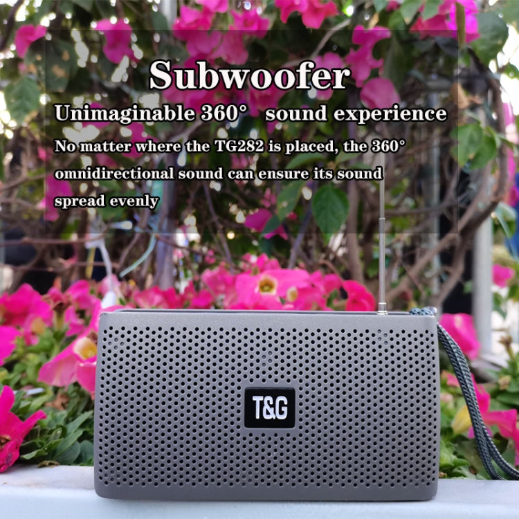 T&G TG282 Portable Bluetooth Speakers with Flashlight, Support TF Card / FM / 3.5mm AUX / U Disk / Hands-free Call(Gray) - Desktop Speaker by T&G | Online Shopping South Africa | PMC Jewellery | Buy Now Pay Later Mobicred