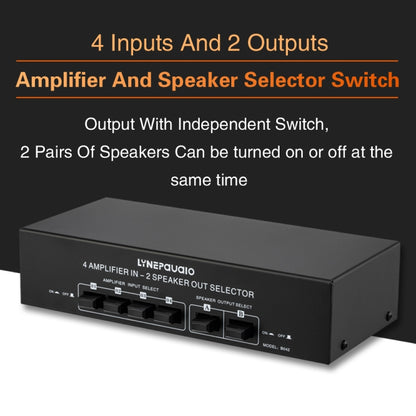 B042 4-in 2-out Power Amplifier Sound Switcher Loudspeaker Switch Distributor, 300W Per Channel Lossless Sound Quality -  by PMC Jewellery | Online Shopping South Africa | PMC Jewellery | Buy Now Pay Later Mobicred