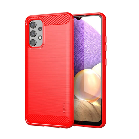 For Samsung Galaxy A32 4G(EU Version) MOFI Gentleness Series Brushed Texture Carbon Fiber Soft TPU Case(Red) - Galaxy Phone Cases by MOFI | Online Shopping South Africa | PMC Jewellery