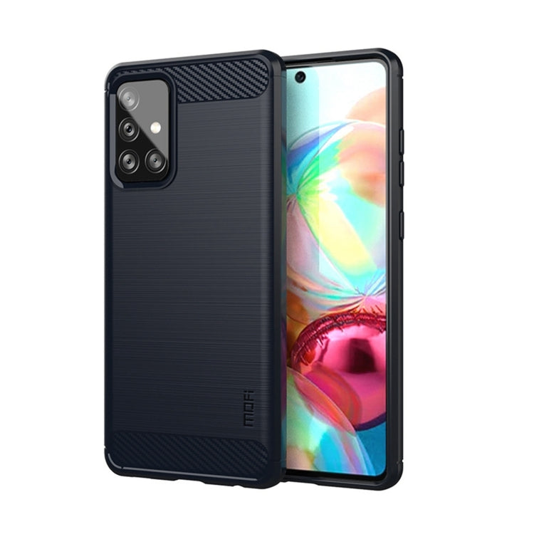 For Samsung Galaxy A72 5G/4G MOFI Gentleness Series Brushed Texture Carbon Fiber Soft TPU Case(Blue) - Galaxy Phone Cases by MOFI | Online Shopping South Africa | PMC Jewellery