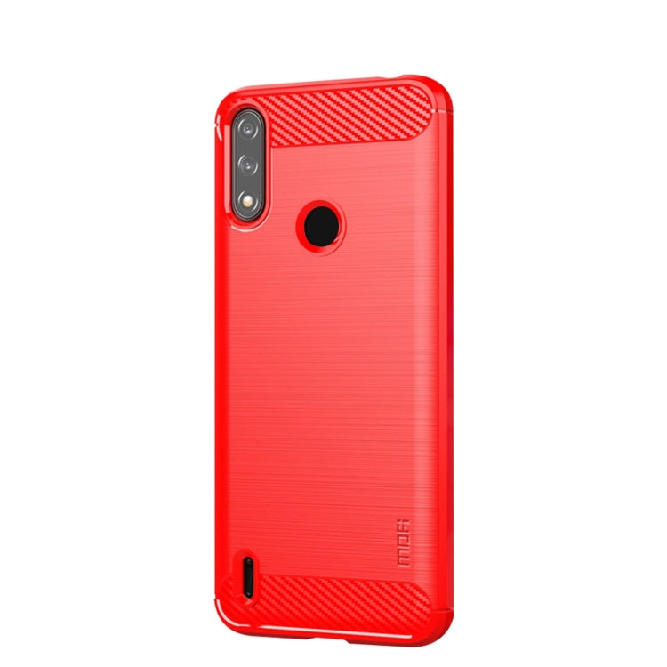 For Motorola Moto E7 Power MOFI Gentleness Series Brushed Texture Carbon Fiber Soft TPU Case(Red) - Motorola Cases by MOFI | Online Shopping South Africa | PMC Jewellery