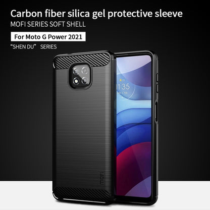 For Motorola Moto G Power 2021 MOFI Gentleness Series Brushed Texture Carbon Fiber Soft TPU Case(Black) - Motorola Cases by MOFI | Online Shopping South Africa | PMC Jewellery