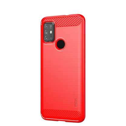 For Motorola Moto G10 / G30 MOFI Gentleness Series Brushed Texture Carbon Fiber Soft TPU Case(Red) - Motorola Cases by MOFI | Online Shopping South Africa | PMC Jewellery