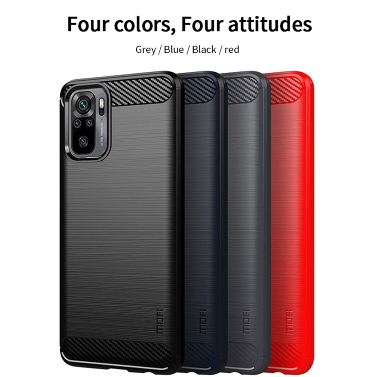 For Xiaomi Redmi Note 10 / Note 10S MOFI Gentleness Series Brushed Texture Carbon Fiber Soft TPU Case(Black) - Xiaomi Cases by MOFI | Online Shopping South Africa | PMC Jewellery