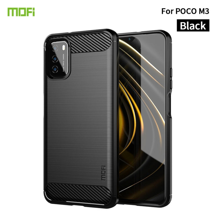 For Xiaomi Poco M3 / Redmi 9T MOFI Gentleness Series Brushed Texture Carbon Fiber Soft TPU Case(Black) - Xiaomi Cases by MOFI | Online Shopping South Africa | PMC Jewellery