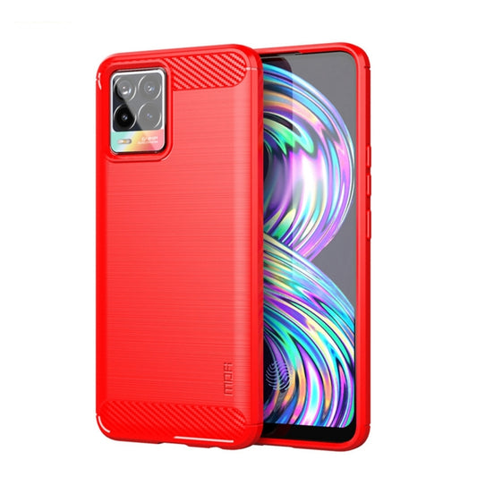 For OPPO Realme 8 / 8 Pro MOFI Gentleness Series Brushed Texture Carbon Fiber Soft TPU Case(Red) - Realme Cases by MOFI | Online Shopping South Africa | PMC Jewellery