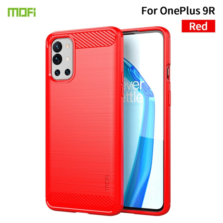 For OnePlus 9R MOFI Gentleness Series Brushed Texture Carbon Fiber Soft TPU Case(Red) - OnePlus Cases by MOFI | Online Shopping South Africa | PMC Jewellery