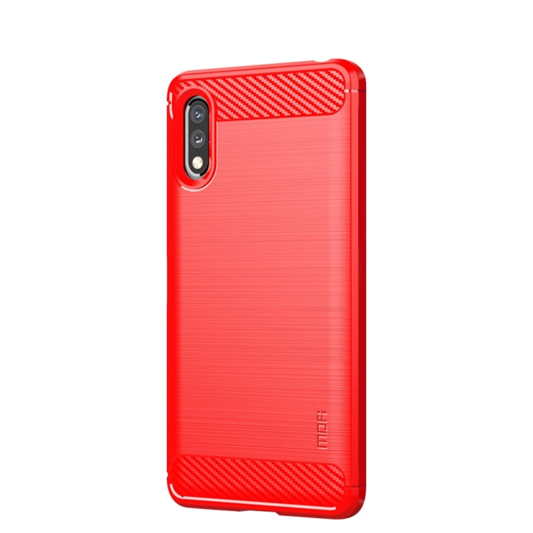 For Sony Xperia ACE ll MOFI Gentleness Series Brushed Texture Carbon Fiber Soft TPU Case(Red) - Sony Cases by MOFI | Online Shopping South Africa | PMC Jewellery