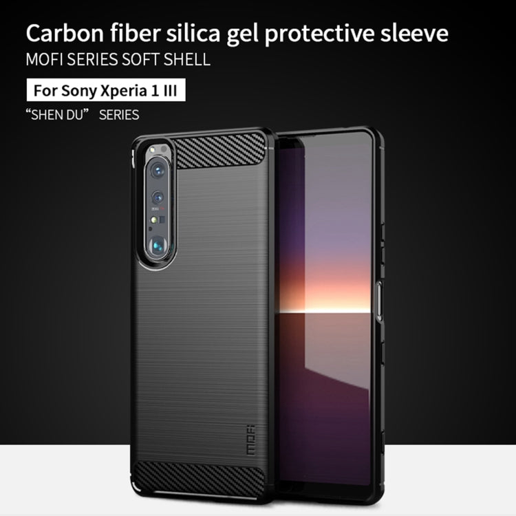 For Sony Xperia 1 lll MOFI Gentleness Series Brushed Texture Carbon Fiber Soft TPU Case(Gray) - Sony Cases by MOFI | Online Shopping South Africa | PMC Jewellery