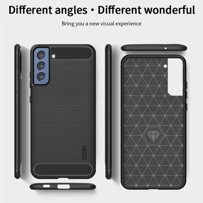 For Samsung Galaxy S21 FE MOFI Gentleness Series Brushed Texture Carbon Fiber Soft TPU Case(Blue) - Galaxy Phone Cases by MOFI | Online Shopping South Africa | PMC Jewellery