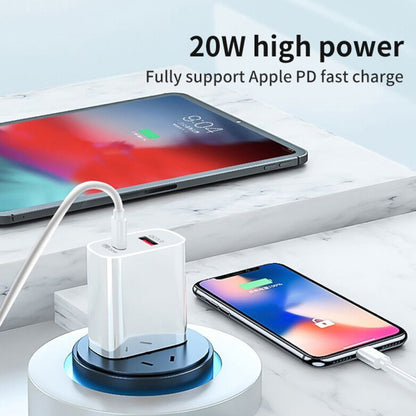 20W PD Type-C + QC 3.0 USB Interface Fast Charging Travel Charger with USB-C / Type-C to 8 Pin Fast Charge Data Cable US Plug - USB Charger by PMC Jewellery | Online Shopping South Africa | PMC Jewellery | Buy Now Pay Later Mobicred