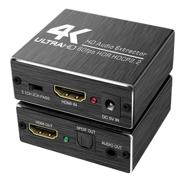 AY78V20 4K 60Hz HDMI 2.0 Audio Splitter 5.1 ARC HD-MI Audio Extractor HDCP 2.2 HDR10 Audio Converter 4K HD-MI Optical TOSLINK SPDIF - Converter by PMC Jewellery | Online Shopping South Africa | PMC Jewellery | Buy Now Pay Later Mobicred