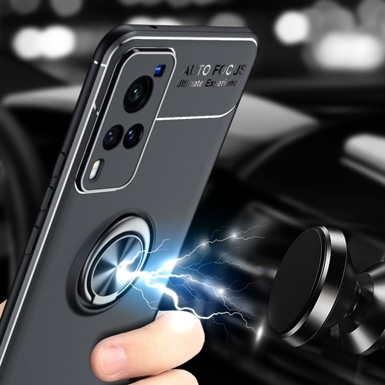 For vivo X60 Pro  Metal Ring Holder 360 Degree Rotating TPU Case(Black+Black) - vivo Cases by PMC Jewellery | Online Shopping South Africa | PMC Jewellery | Buy Now Pay Later Mobicred