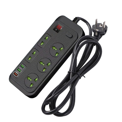 T17 3000W High-power 24-hour Smart Timing Socket QC3.0 USB Fast Charging Power Strip Socket, Cable Length: 2m, EU Plug(Black) - Extension Socket by PMC Jewellery | Online Shopping South Africa | PMC Jewellery | Buy Now Pay Later Mobicred