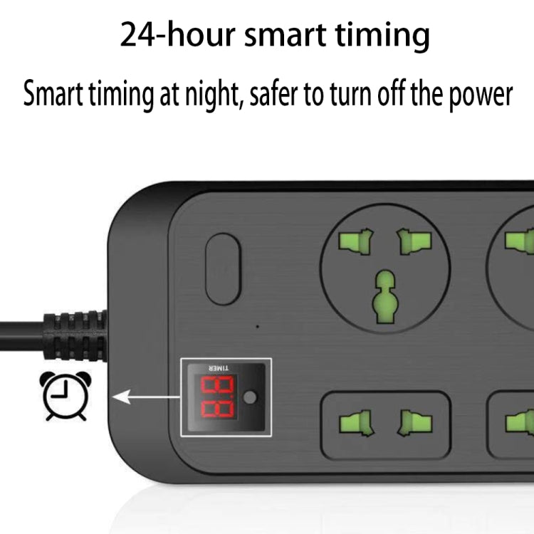 T17 3000W High-power 24-hour Smart Timing Socket QC3.0 USB Fast Charging Power Strip Socket, Cable Length: 2m, EU Plug(White) - Extension Socket by PMC Jewellery | Online Shopping South Africa | PMC Jewellery | Buy Now Pay Later Mobicred