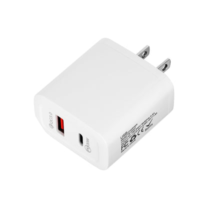 TE-PD01 PD 20W + QC3.0 USB Dual Ports Quick Charger with Indicator Light, US Plug(White) - USB Charger by PMC Jewellery | Online Shopping South Africa | PMC Jewellery | Buy Now Pay Later Mobicred