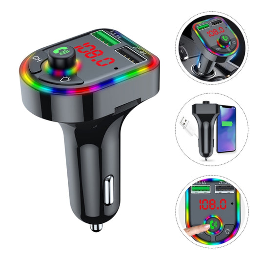 F6 Car FM Transmitter Colorful Breathing Atmosphere Lamp  MP3 Player Charger - Bluetooth Car Kits by PMC Jewellery | Online Shopping South Africa | PMC Jewellery | Buy Now Pay Later Mobicred