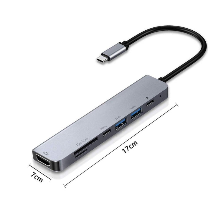 7 in 1 Type-C to HDMI + SD/TF + 2 x Type-C + 2 x USB3.0 Multi-function Splitter Adapter - USB HUB by PMC Jewellery | Online Shopping South Africa | PMC Jewellery | Buy Now Pay Later Mobicred