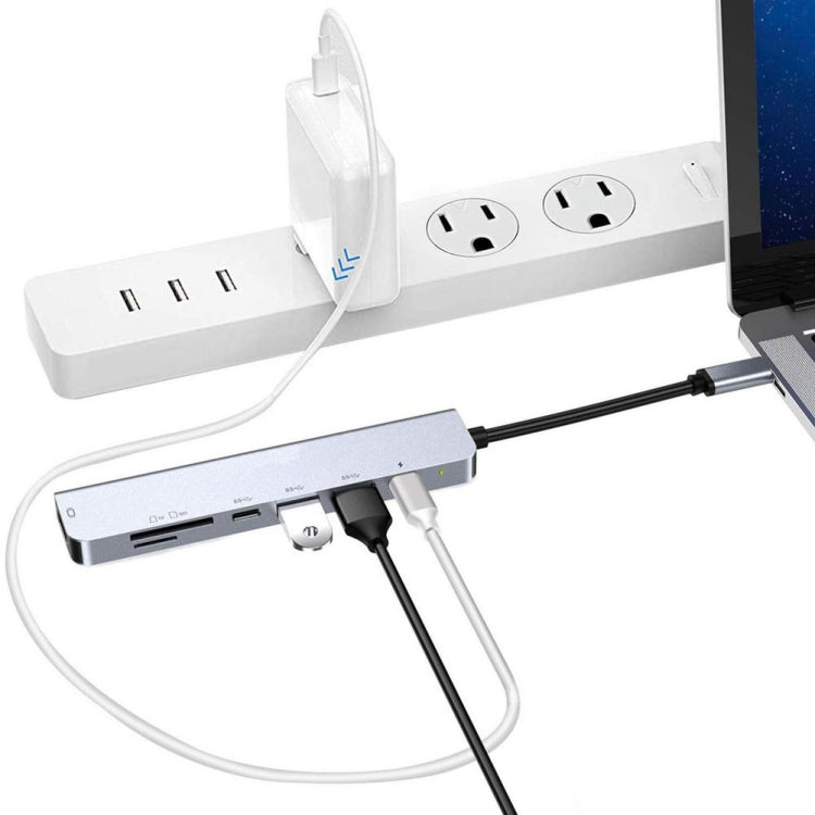 7 in 1 Type-C to HDMI + SD/TF + 2 x Type-C + 2 x USB3.0 Multi-function Splitter Adapter - USB HUB by PMC Jewellery | Online Shopping South Africa | PMC Jewellery | Buy Now Pay Later Mobicred