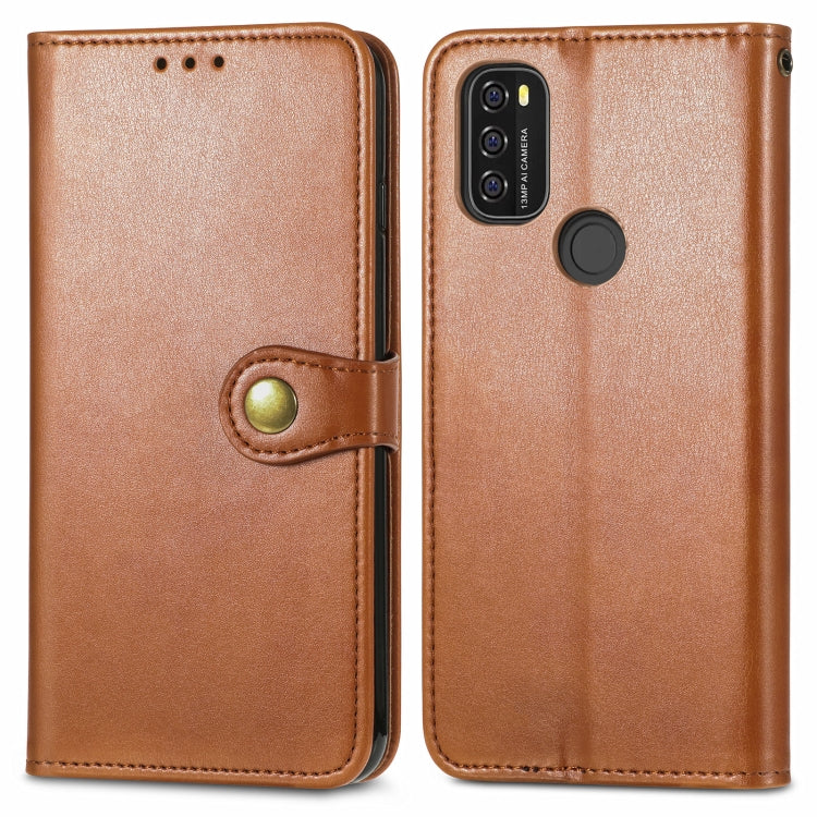 For Blackview A70 Solid Color Leather Buckle Phone Case with Lanyard & Photo Frame & Card Slot & Wallet & Stand Function(Brown) - More Brand by PMC Jewellery | Online Shopping South Africa | PMC Jewellery | Buy Now Pay Later Mobicred