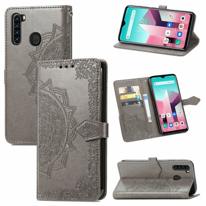 For Blackview A80 Pro Mandala Flower Embossed Horizontal Flip Leather Case with Holder & Three Card Slots & Wallet & Lanyard(Grey) - More Brand by PMC Jewellery | Online Shopping South Africa | PMC Jewellery | Buy Now Pay Later Mobicred