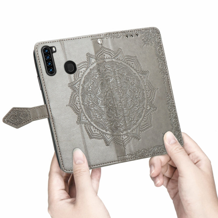 For Blackview A80 Pro Mandala Flower Embossed Horizontal Flip Leather Case with Holder & Three Card Slots & Wallet & Lanyard(Grey) - More Brand by PMC Jewellery | Online Shopping South Africa | PMC Jewellery | Buy Now Pay Later Mobicred