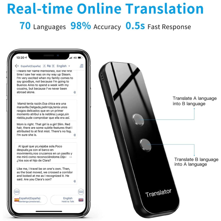 G6 Portable Instant Real Time Voice Translator Multi Language Voice Personal Travel Assistant Translator(Gray) -  by PMC Jewellery | Online Shopping South Africa | PMC Jewellery