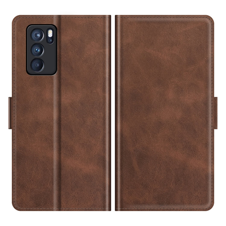 For OPPO Reno6 Pro 5G Dual-side Magnetic Buckle Horizontal Flip Leather Case with Holder & Card Slots & Wallet(Brown) - OPPO Cases by PMC Jewellery | Online Shopping South Africa | PMC Jewellery | Buy Now Pay Later Mobicred