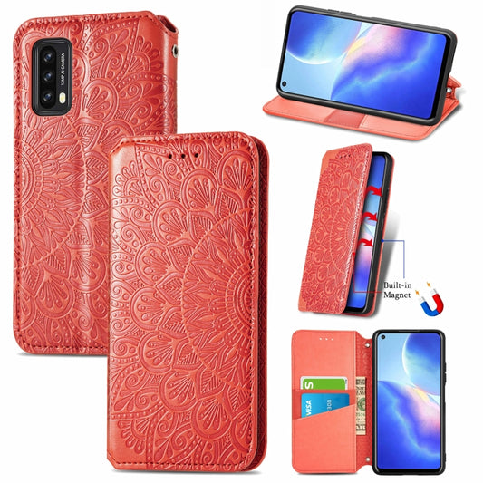 For Blackview A90 Blooming Mandala Embossed Pattern Magnetic Horizontal Flip Leather Case with Holder & Card Slots & Wallet(Red) - More Brand by PMC Jewellery | Online Shopping South Africa | PMC Jewellery | Buy Now Pay Later Mobicred