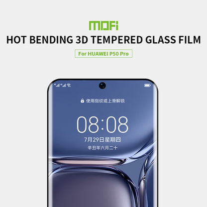 For Huawei P50 Pro MOFI 9H 3D Explosion Proof Thermal Bending Full Screen Covered Tempered Glass Film(Black) - Huawei Tempered Glass by MOFI | Online Shopping South Africa | PMC Jewellery