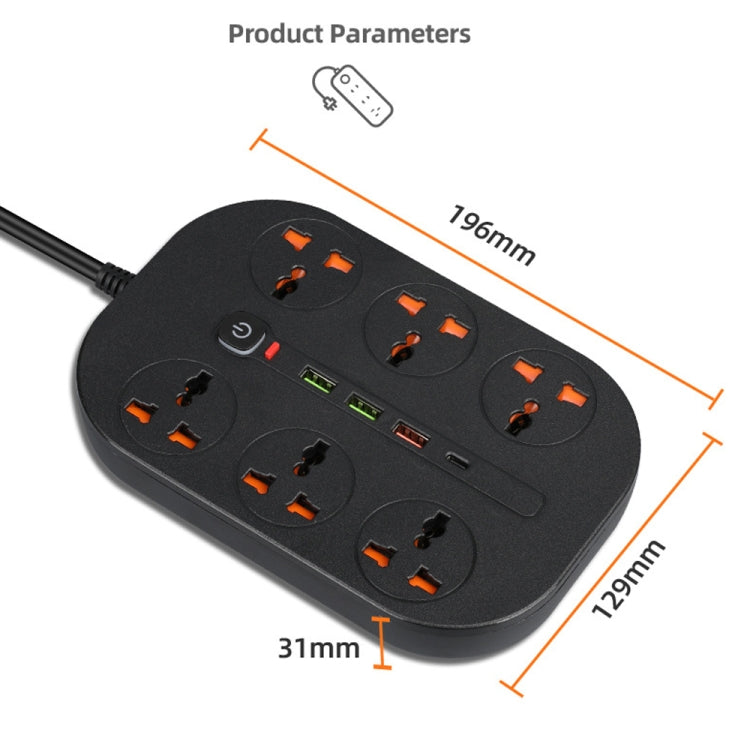 T21 PD3.0 + QC3.0 Multi Hole Row Plug 3000W High Power Socket, US Plug(Black) - Extension Socket by PMC Jewellery | Online Shopping South Africa | PMC Jewellery | Buy Now Pay Later Mobicred