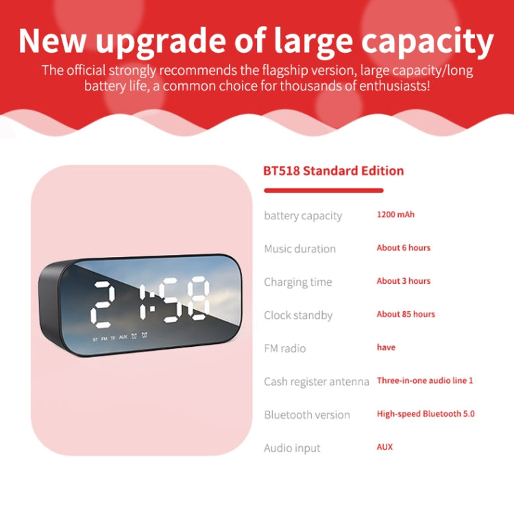 AEC BT518 Portable Wireless Bluetooth Speaker LED Alarm Clock Support AUX / TF Card / FM - Desktop Speaker by AEC | Online Shopping South Africa | PMC Jewellery | Buy Now Pay Later Mobicred