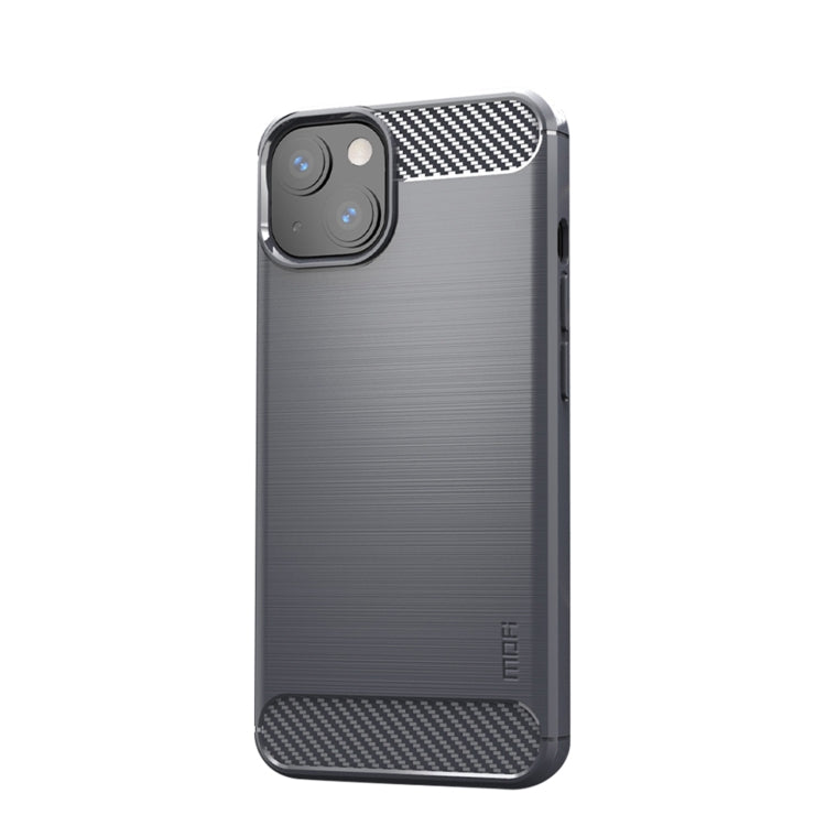 For iPhone 13 MOFI Gentleness Series Brushed Texture Carbon Fiber Soft TPU Case (Gray) - iPhone 13 Cases by MOFI | Online Shopping South Africa | PMC Jewellery