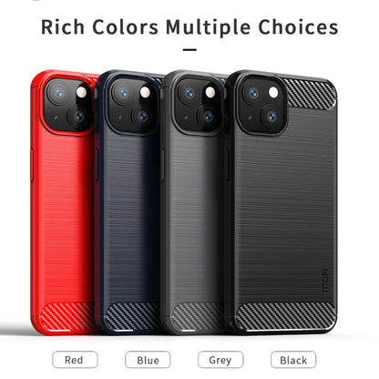 For iPhone 13 MOFI Gentleness Series Brushed Texture Carbon Fiber Soft TPU Case (Red) - iPhone 13 Cases by MOFI | Online Shopping South Africa | PMC Jewellery