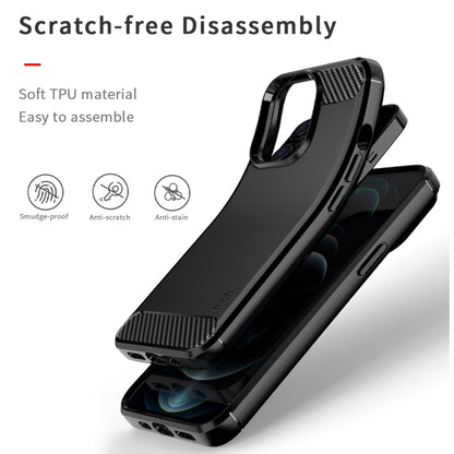 For iPhone 13 Pro MOFI Gentleness Series Brushed Texture Carbon Fiber Soft TPU Case  (Black) - iPhone 13 Pro Cases by MOFI | Online Shopping South Africa | PMC Jewellery