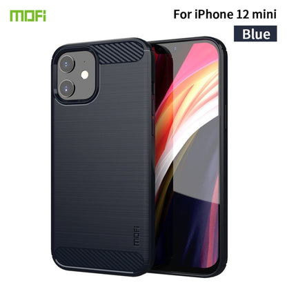 For iPhone 12 mini MOF Gentleness Series Brushed Texture Carbon Fiber Soft TPU Case (Blue) - iPhone 12 mini Cases by MOFI | Online Shopping South Africa | PMC Jewellery